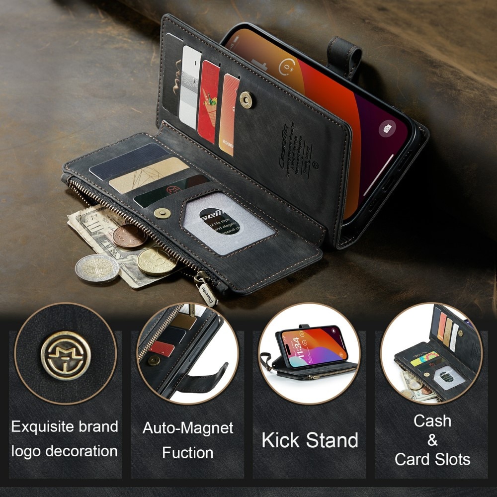 Zipper Wallet iPhone 16 Pro Max Sort