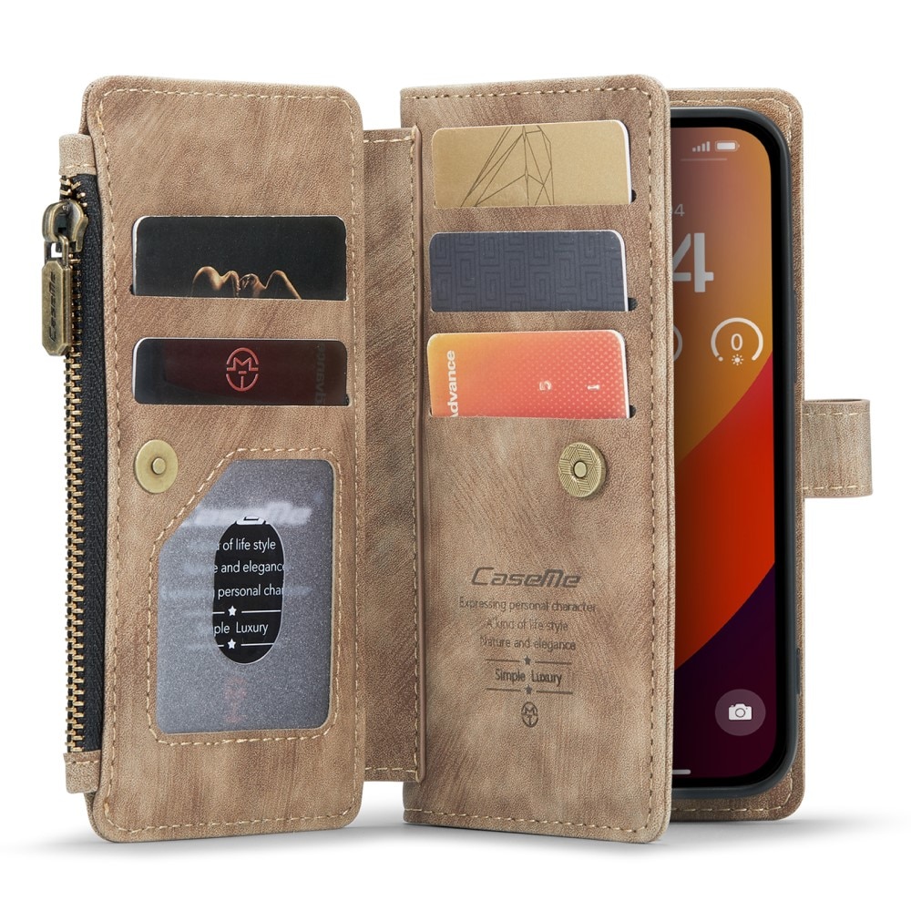 Zipper Wallet iPhone 16 Pro Brun