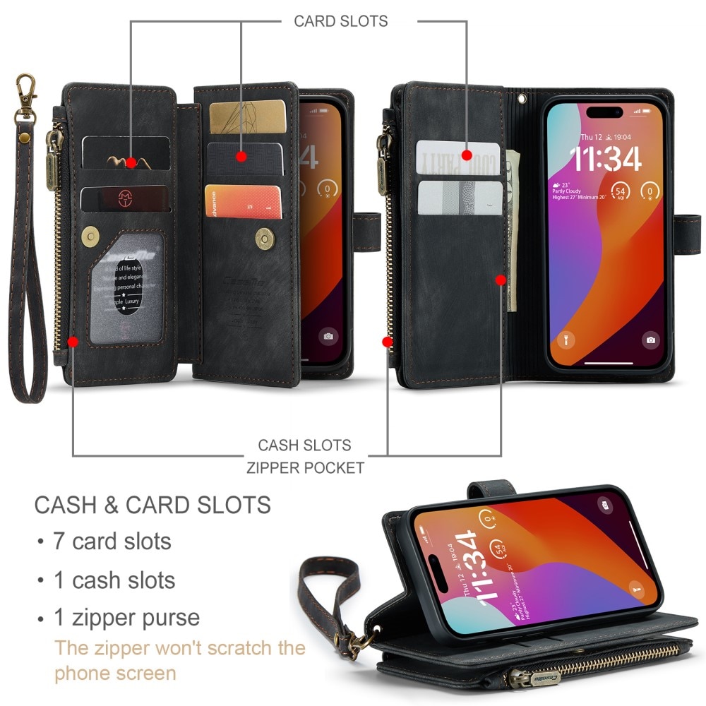 Zipper Wallet iPhone 16 Pro Sort