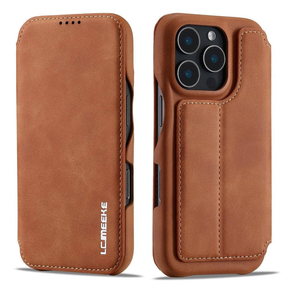 Slim Tegnebogsetui iPhone 16 Pro cognac