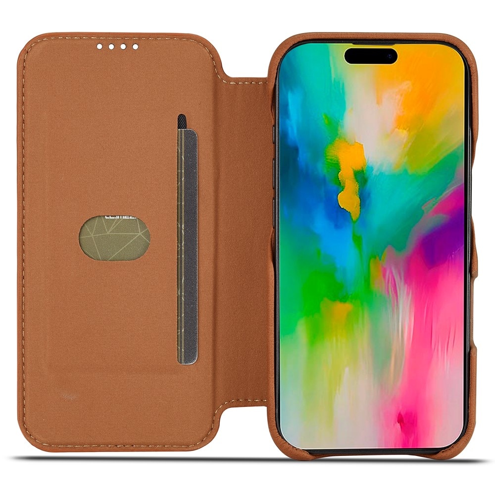 Slim Tegnebogsetui iPhone 16 Pro cognac