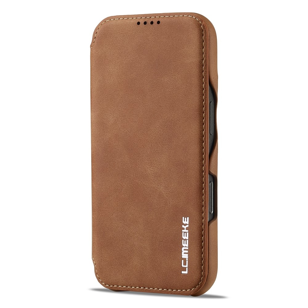 Slim Tegnebogsetui iPhone 16 Pro cognac