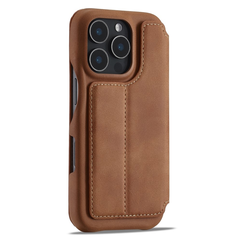 Slim Tegnebogsetui iPhone 16 Pro cognac