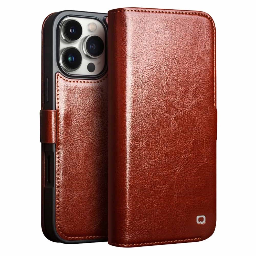 iPhone 16 Pro Max Leather Wallet Case Brown