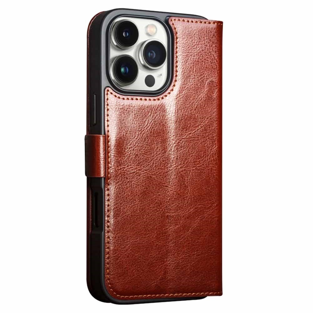 iPhone 16 Pro Max Leather Wallet Case Brown