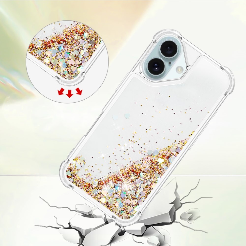 Glitter Powder TPU Cover iPhone 16 guld