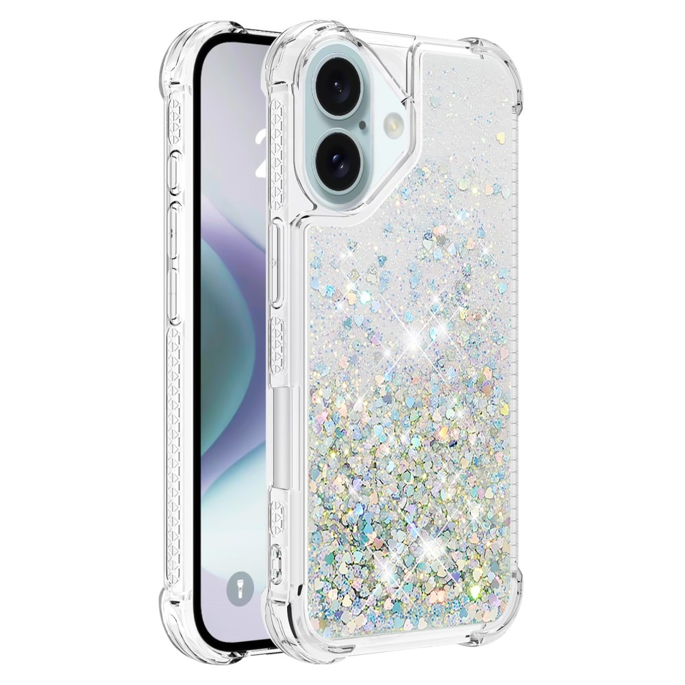 Glitter Powder TPU Cover iPhone 16 sølv