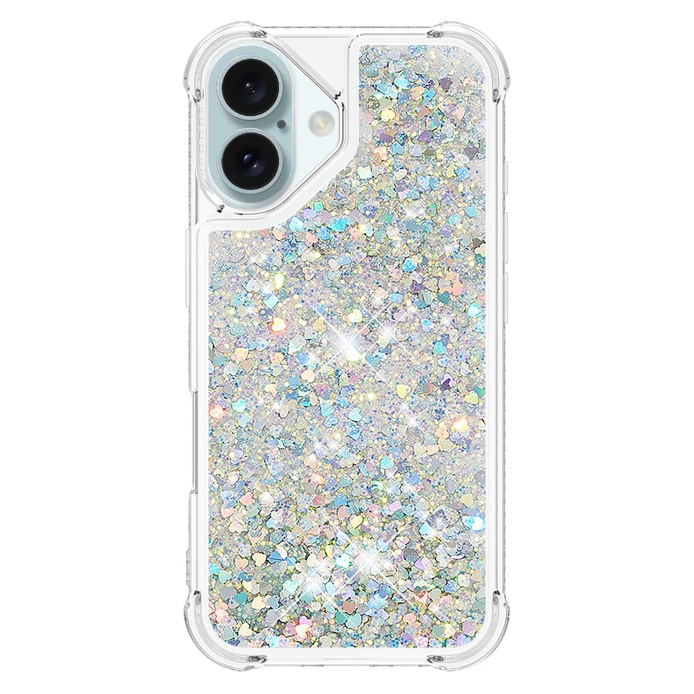 Glitter Powder TPU Cover iPhone 16 sølv