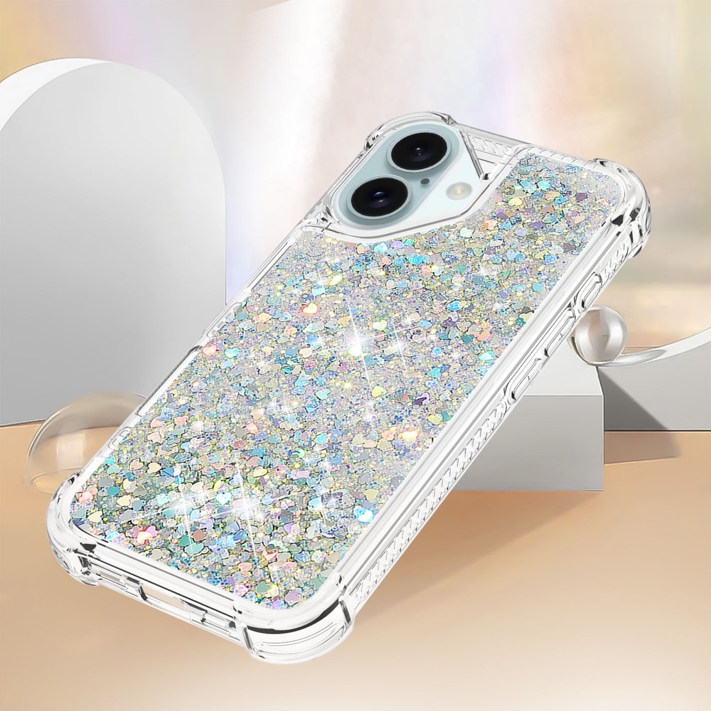 Glitter Powder TPU Cover iPhone 16 sølv