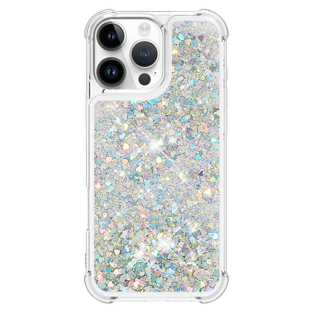 Glitter Powder TPU Cover iPhone 16 Pro sølv