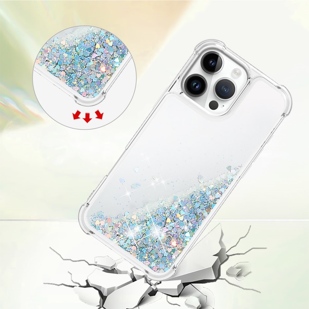 Glitter Powder TPU Cover iPhone 16 Pro sølv