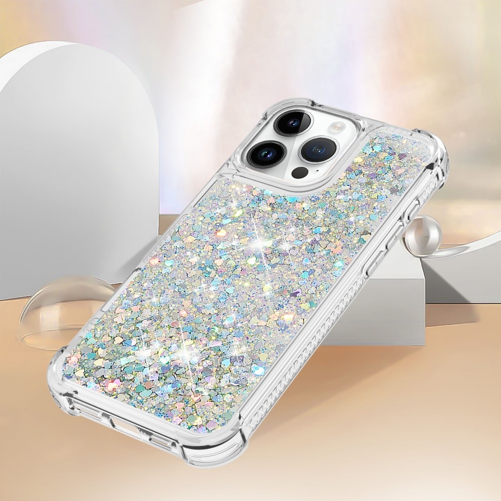 Glitter Powder TPU Cover iPhone 16 Pro sølv