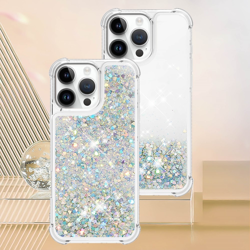 Glitter Powder TPU Cover iPhone 16 Pro sølv