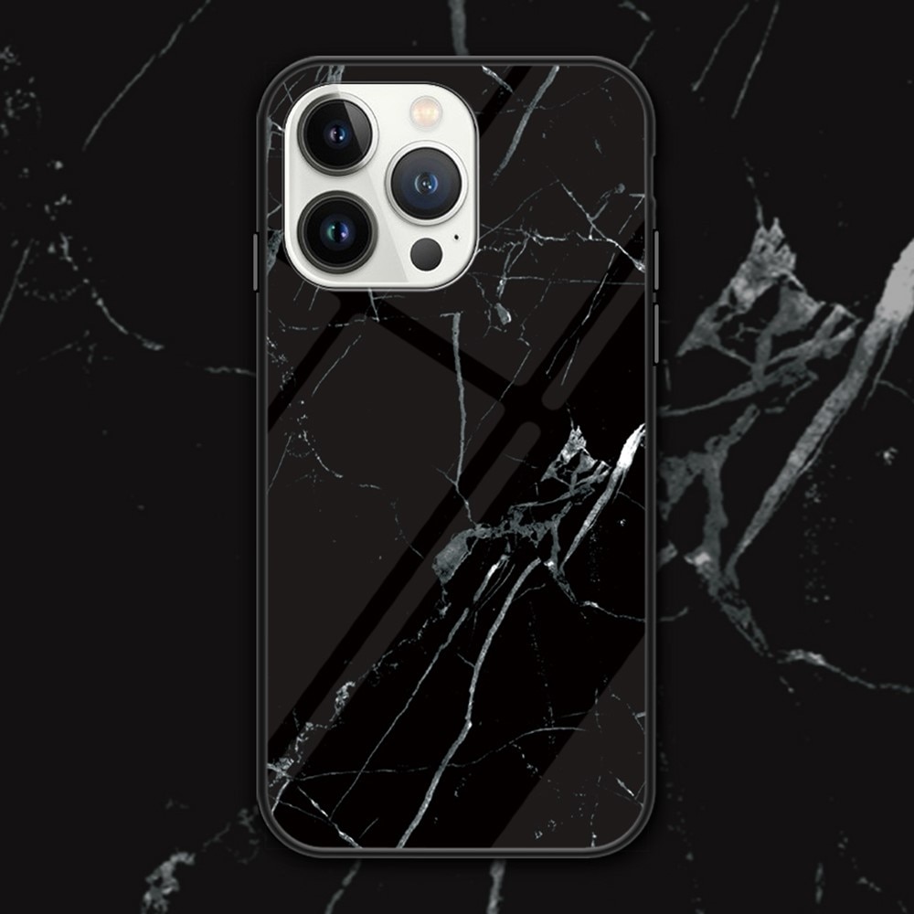 Cover Hærdet Glas iPhone 16 Pro sort marmor