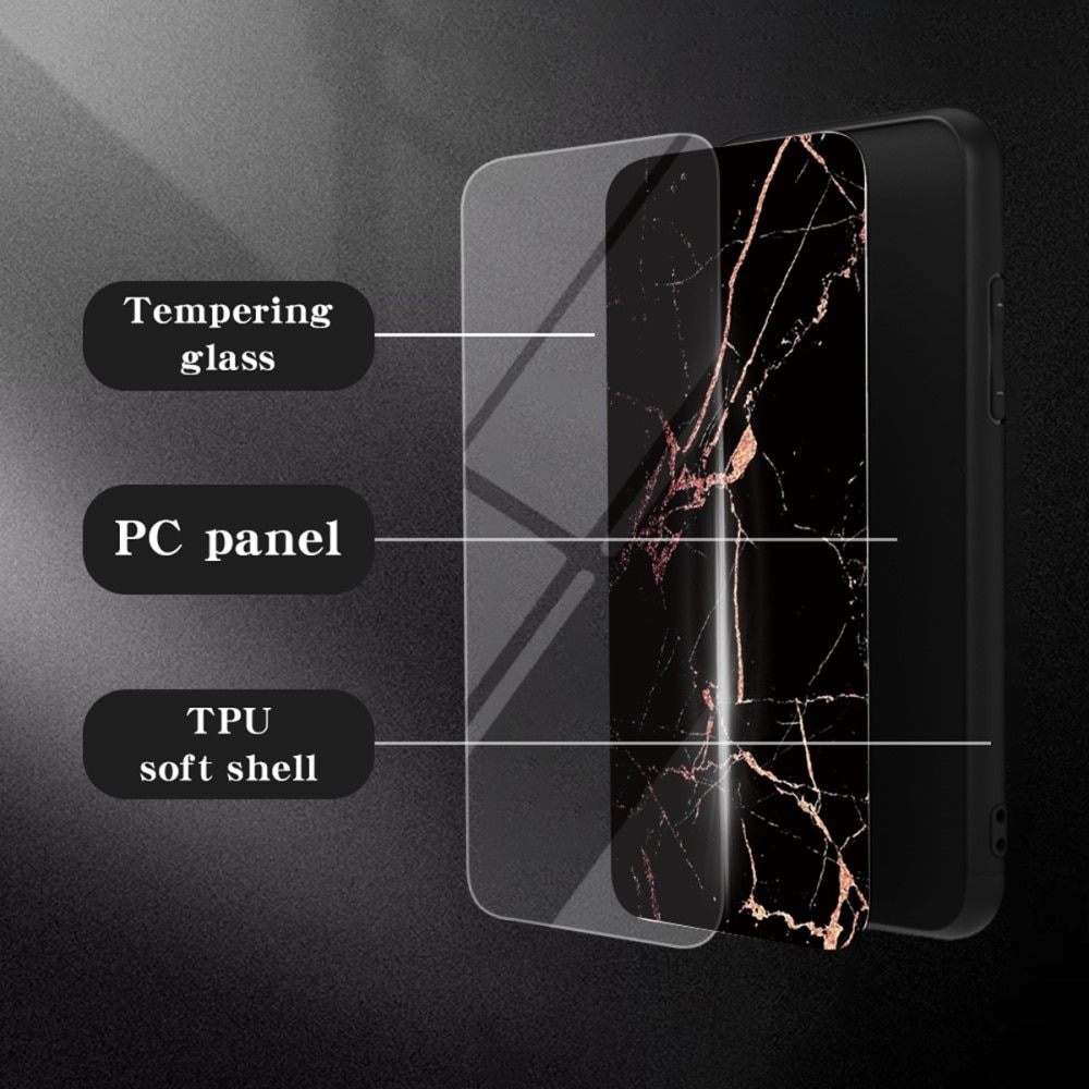 Cover Hærdet Glas iPhone 16 Pro sort marmor