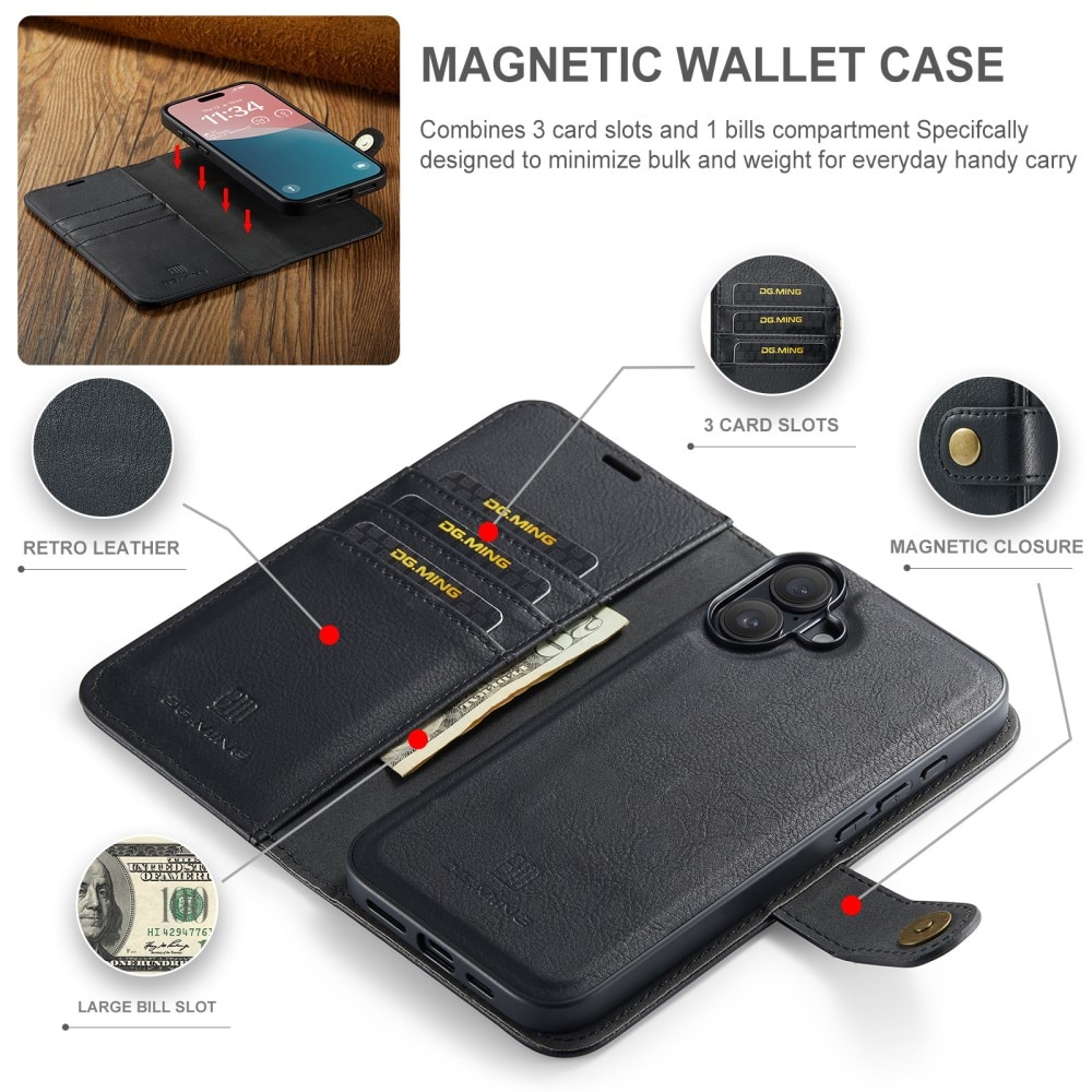 Magnet Wallet iPhone 16 Plus Black