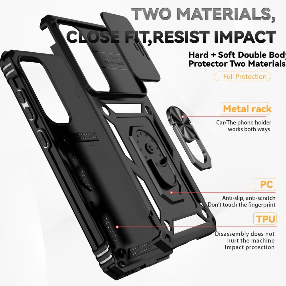 Hybridcover Ring + Kamerabeskyttelse Samsung Galaxy S24 FE Sort