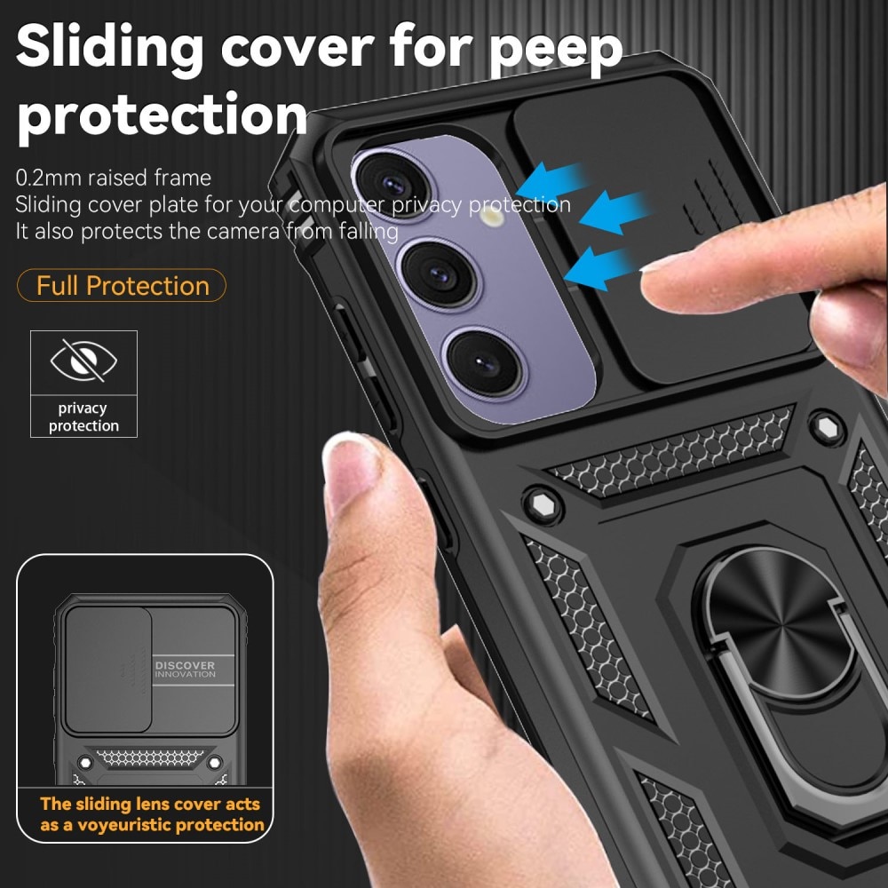 Hybridcover Ring + Kamerabeskyttelse Samsung Galaxy S24 FE Sort