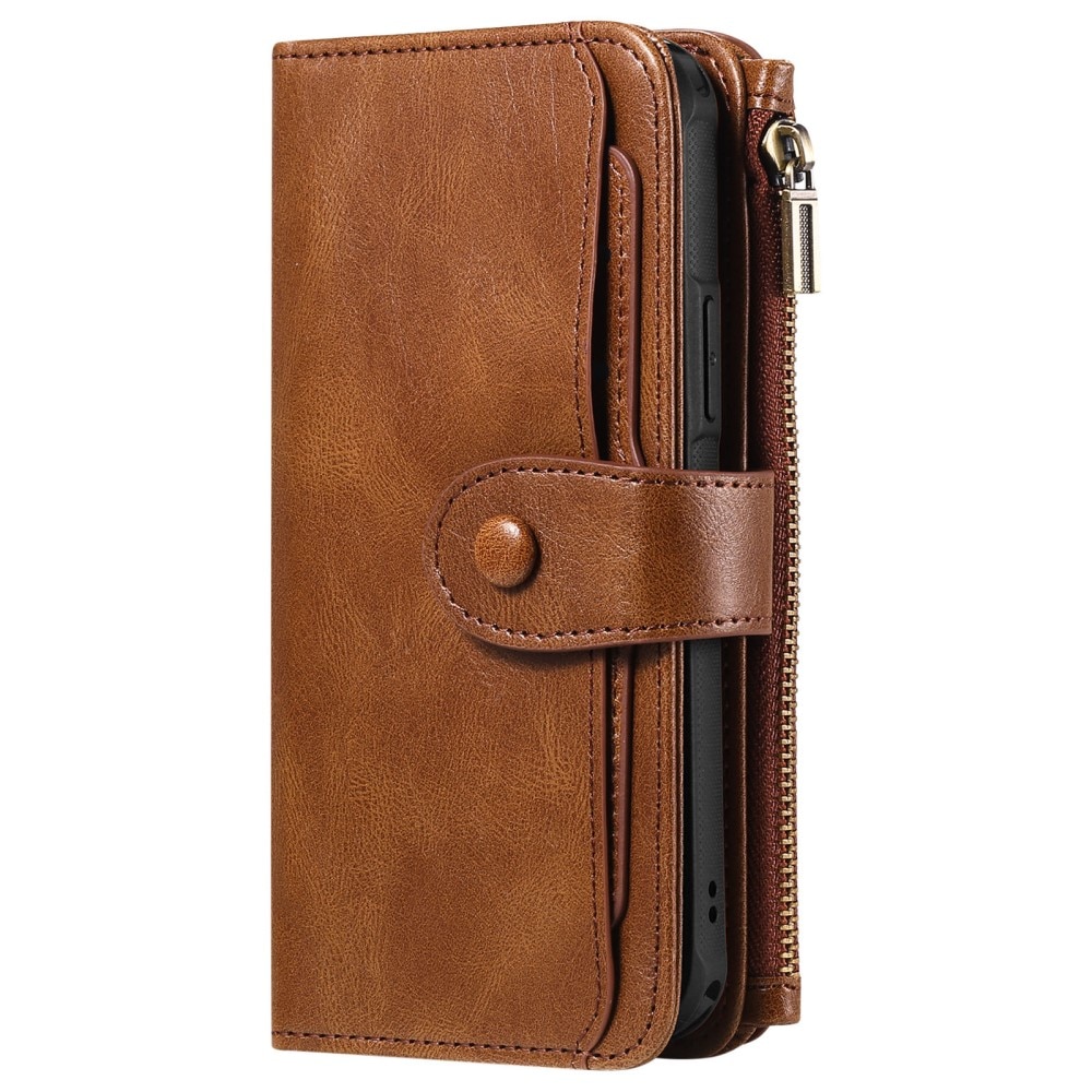 Magnet Leather Multi-Wallet iPhone 16 Pro brun