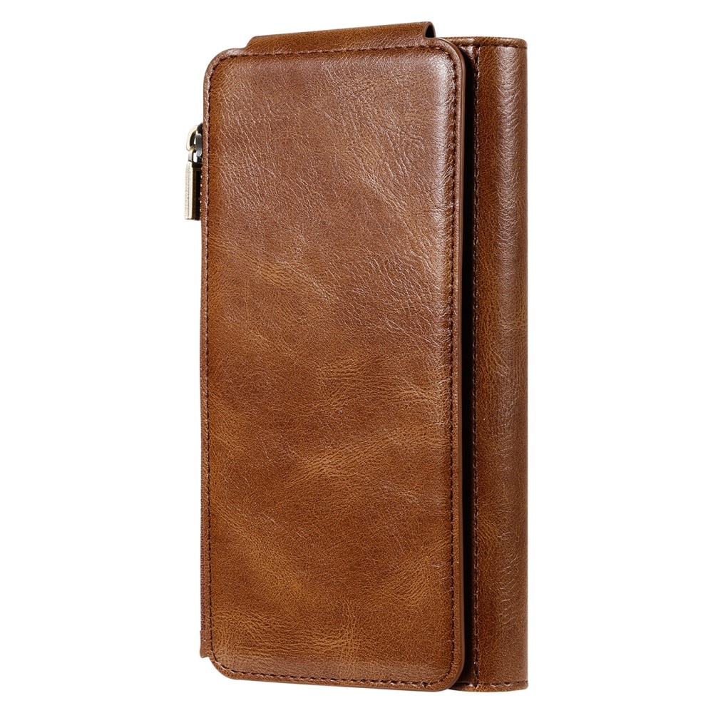 Magnet Leather Multi-Wallet iPhone 16 Pro brun