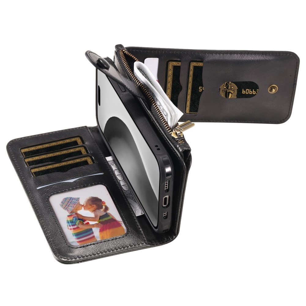 Magnet Leather Multi-Wallet iPhone 16 Pro sort