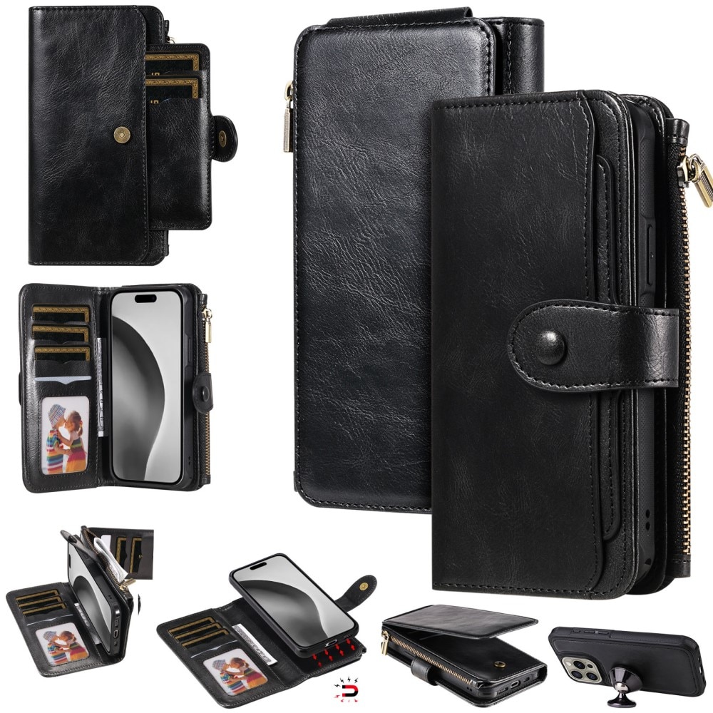 Magnet Leather Multi-Wallet iPhone 16 Pro sort