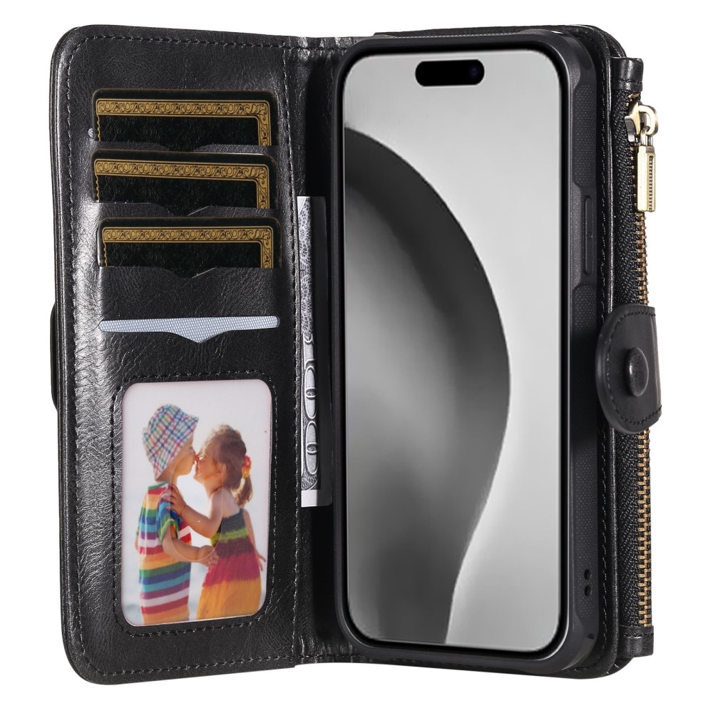 Magnet Leather Multi-Wallet iPhone 16 Pro sort