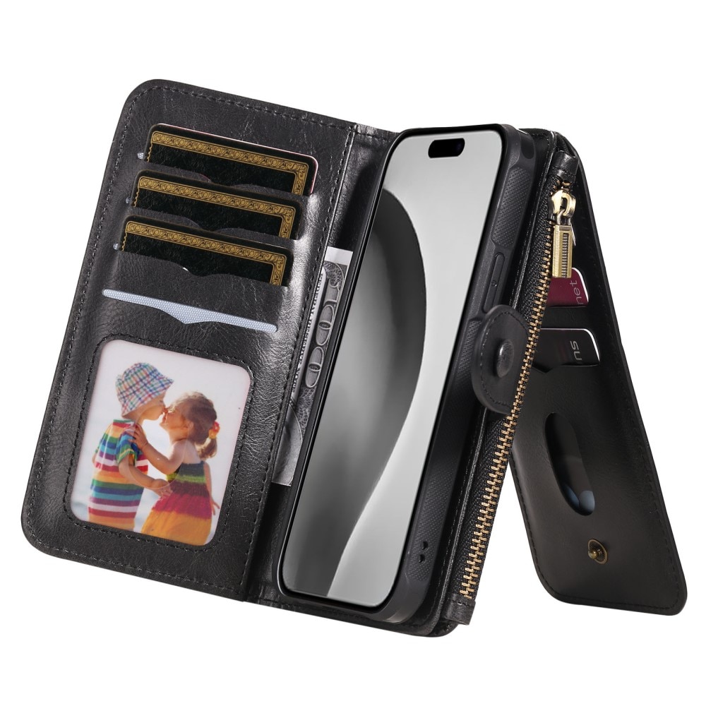 Magnet Leather Multi-Wallet iPhone 16 Pro sort