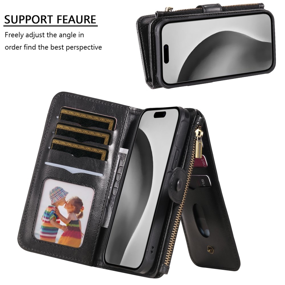 Magnet Leather Multi-Wallet iPhone 16 Pro sort