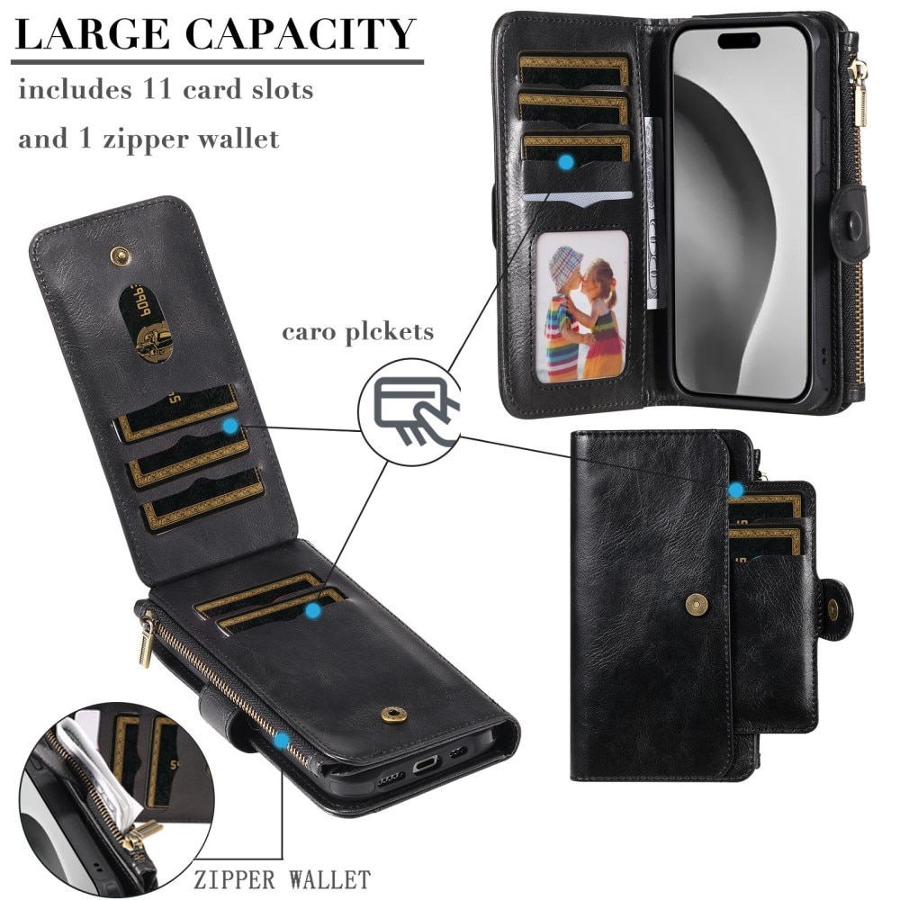 Magnet Leather Multi-Wallet iPhone 16 Pro sort