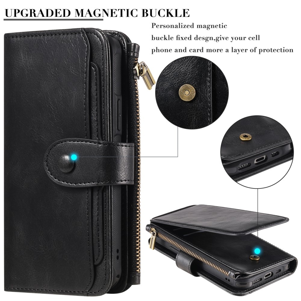 Magnet Leather Multi-Wallet iPhone 16 Pro sort