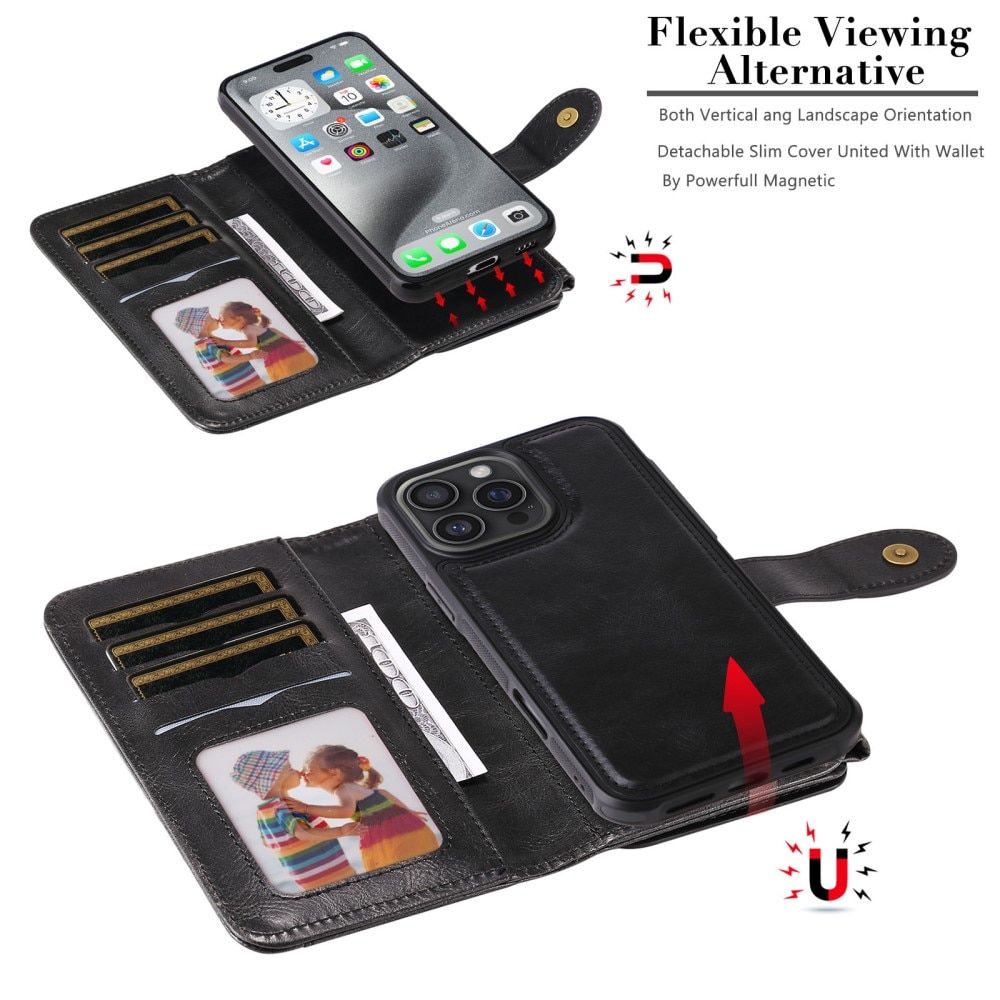 Magnet Leather Multi-Wallet iPhone 16 Pro Max sort