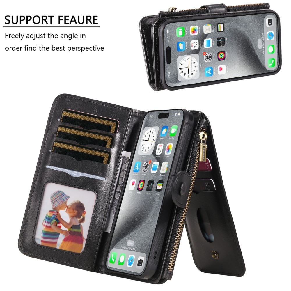 Magnet Leather Multi-Wallet iPhone 16 Pro Max sort