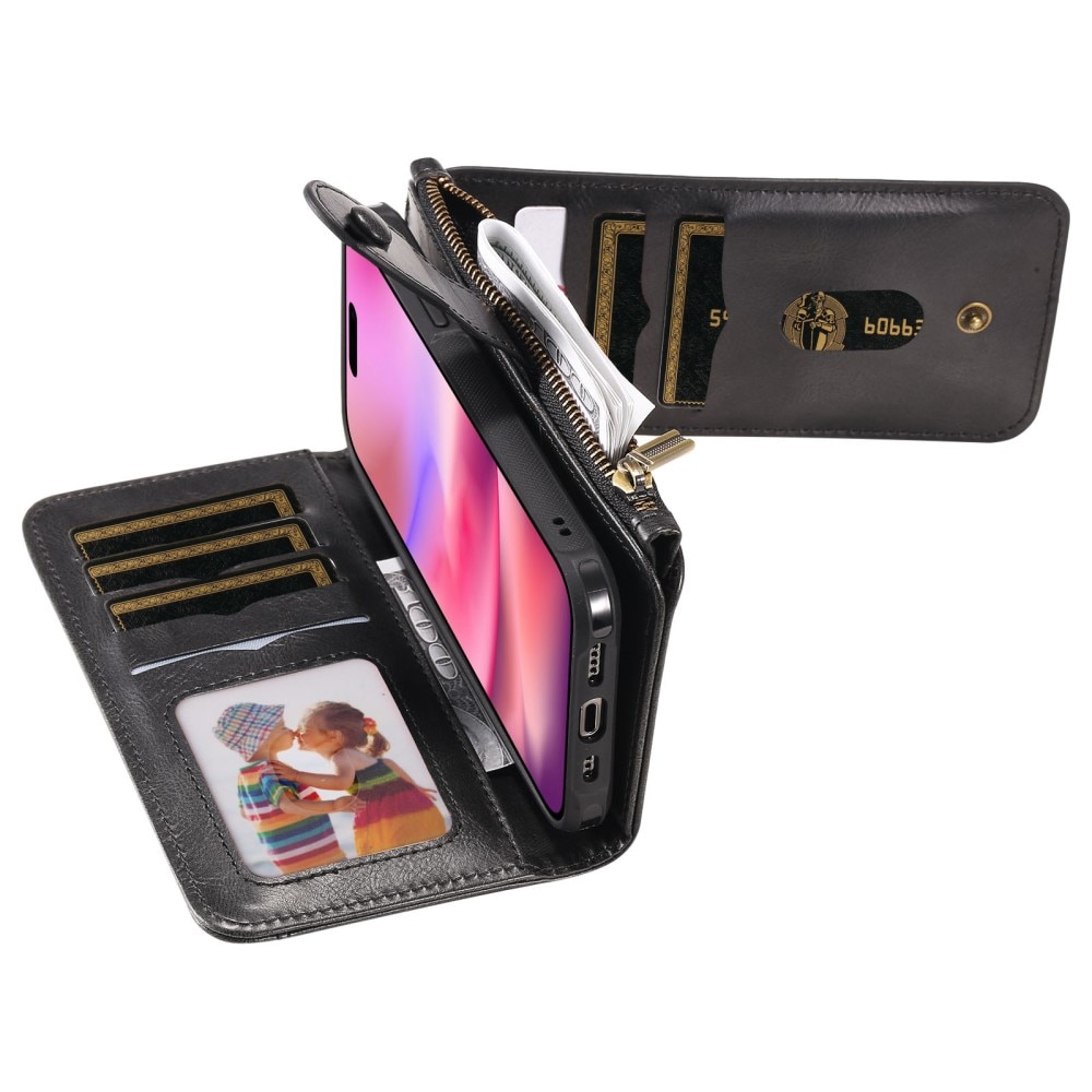 Magnet Leather Multi-Wallet iPhone 16 sort