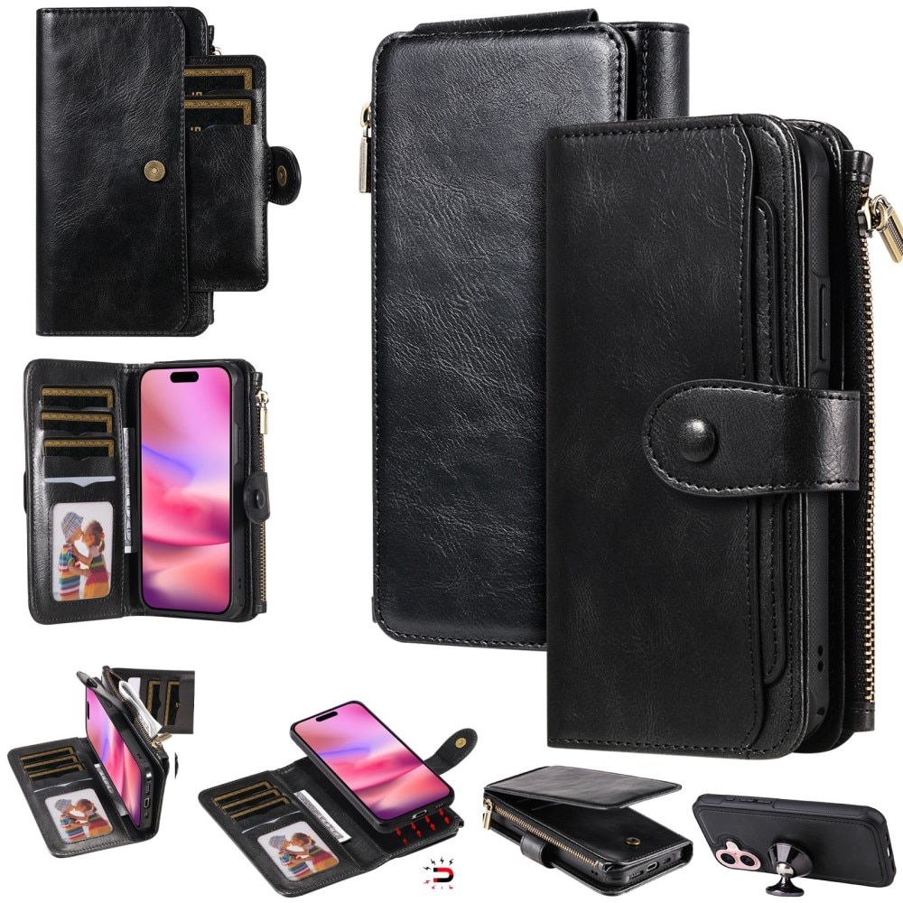 Magnet Leather Multi-Wallet iPhone 16 sort