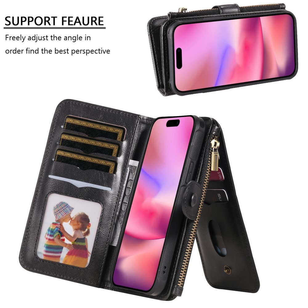 Magnet Leather Multi-Wallet iPhone 16 sort