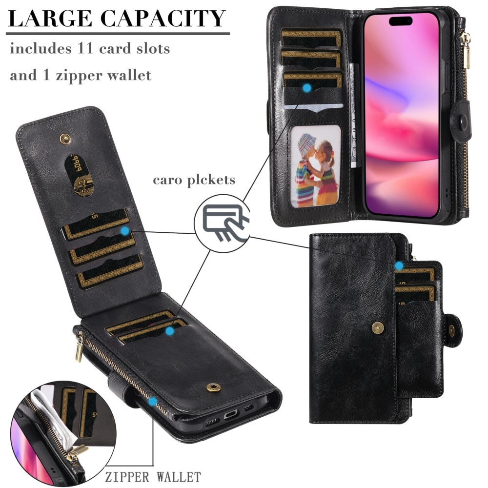 Magnet Leather Multi-Wallet iPhone 16 sort