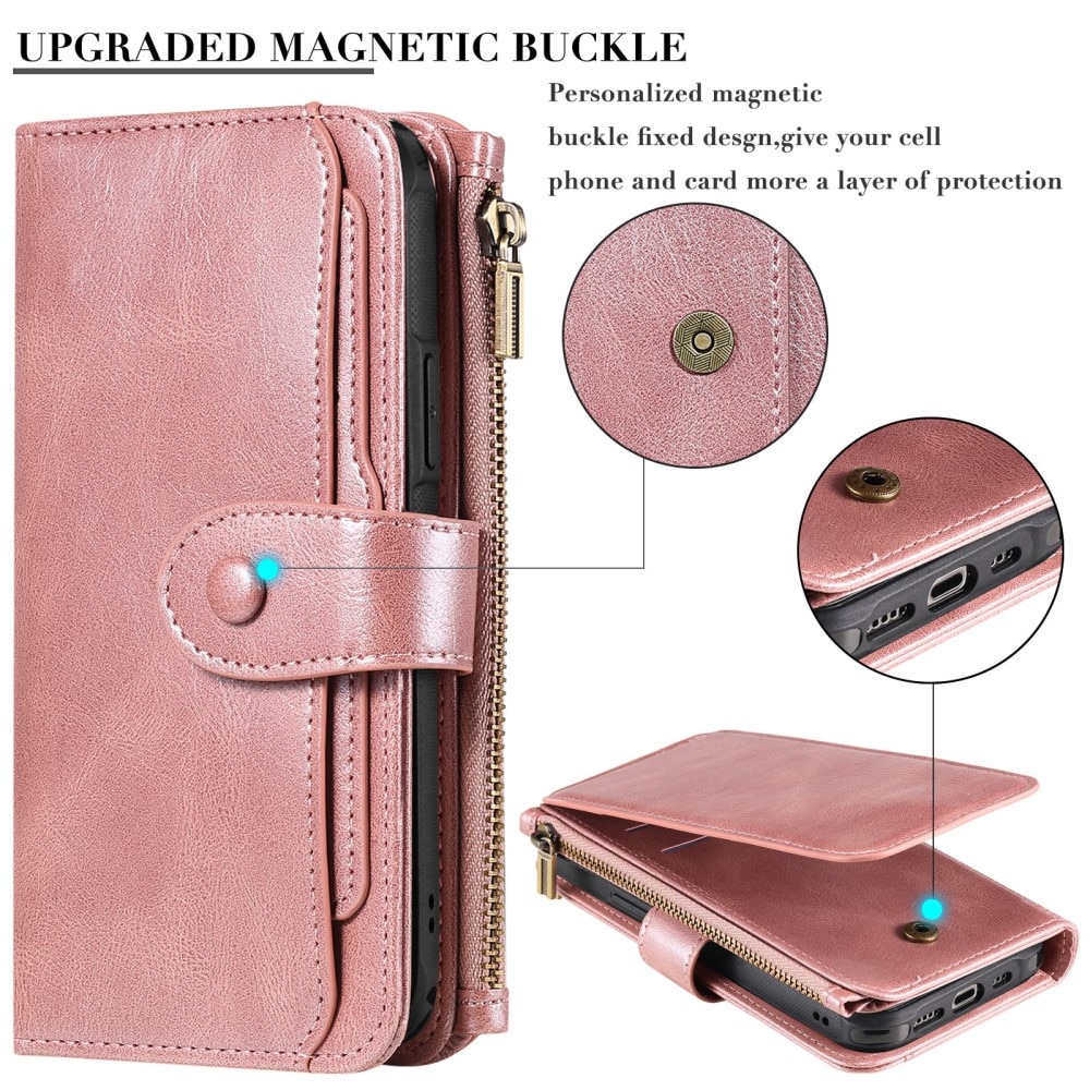 Magnet Leather Multi-Wallet iPhone 16 lyserød