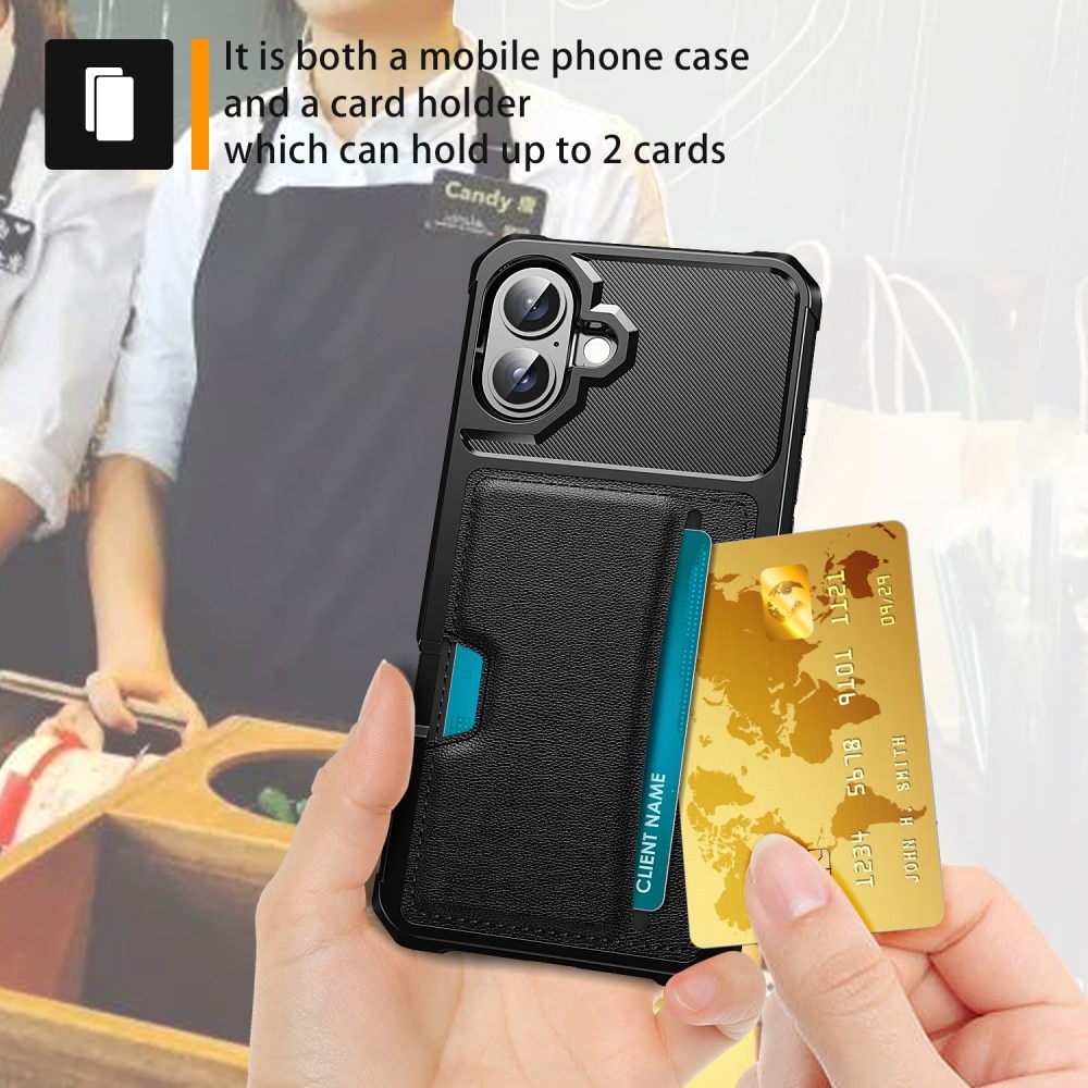 Tough Card Case iPhone 16 sort