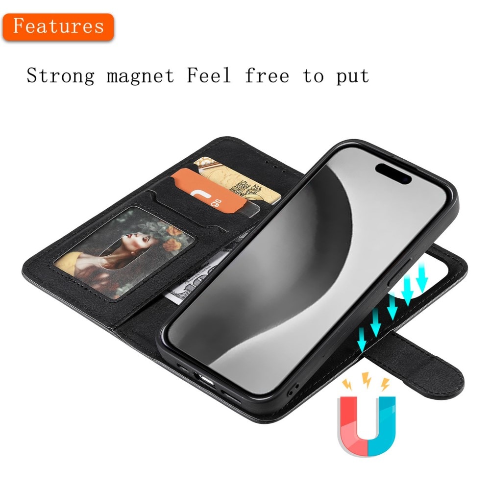 Magnetisk Wallet iPhone 16 Pro Max sort