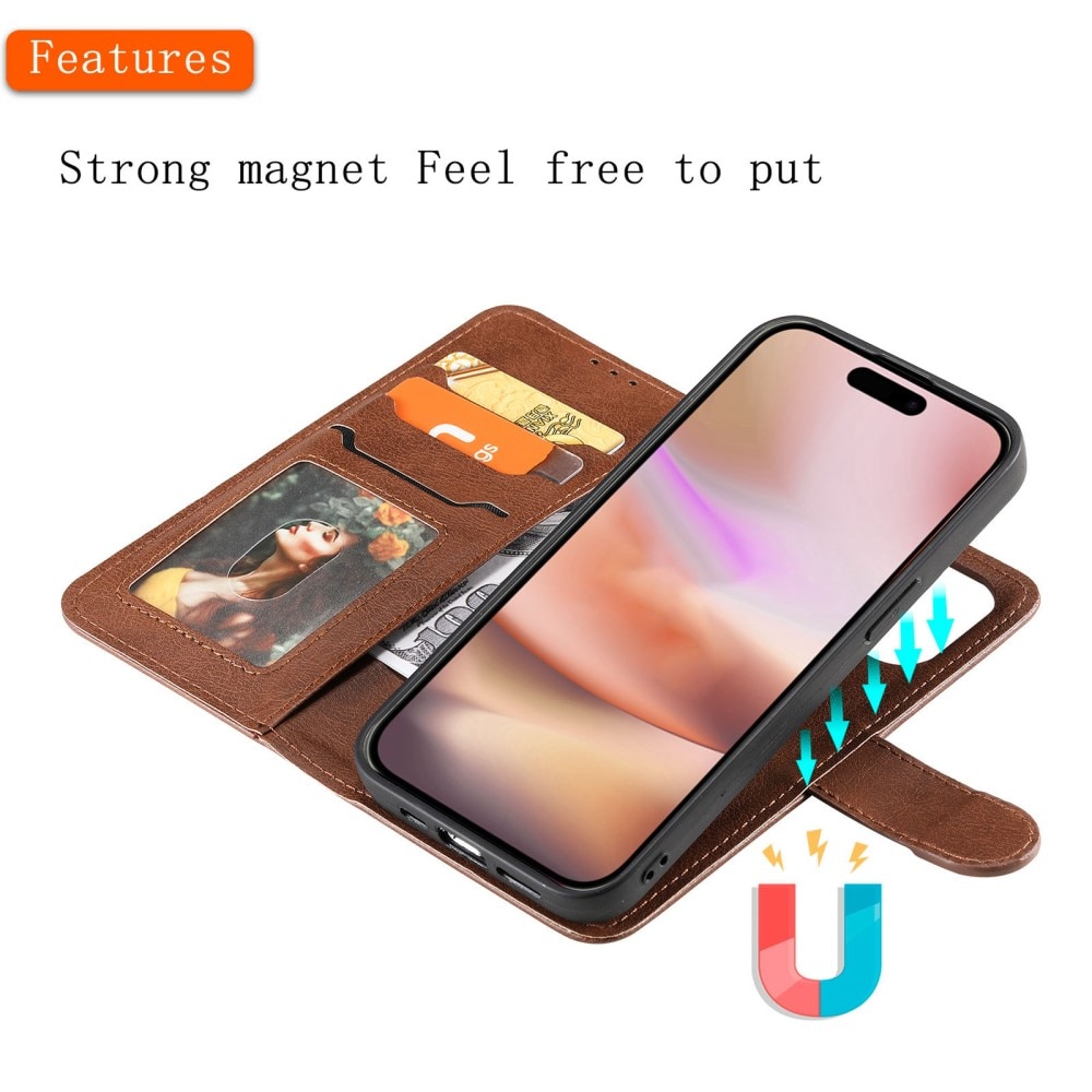 Magnetisk Wallet iPhone 16 brun