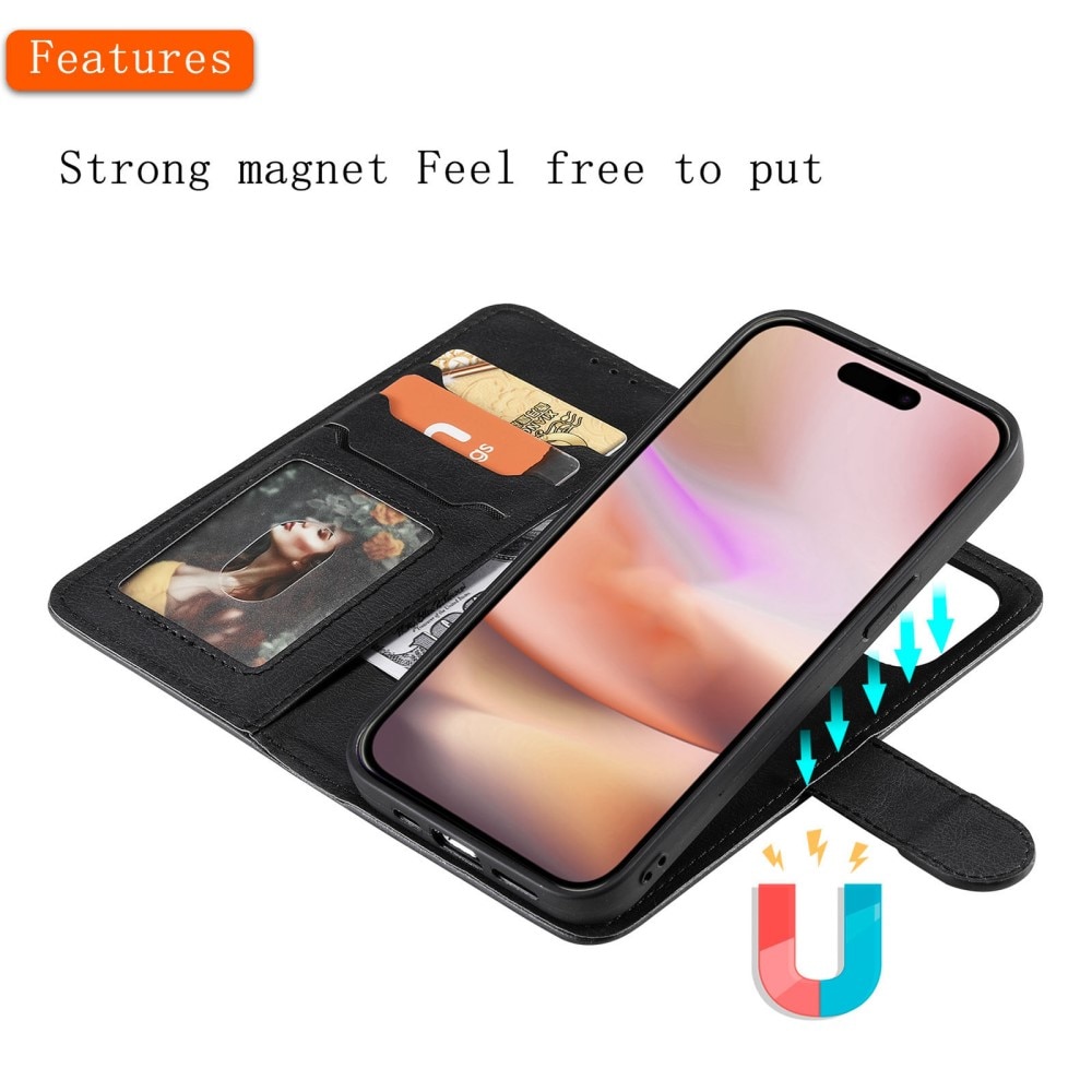 Magnetisk Wallet iPhone 16 sort