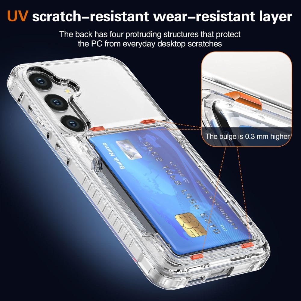 Hybridcover Kortholder Kickstand Samsung Galaxy S25 gennemsigtig