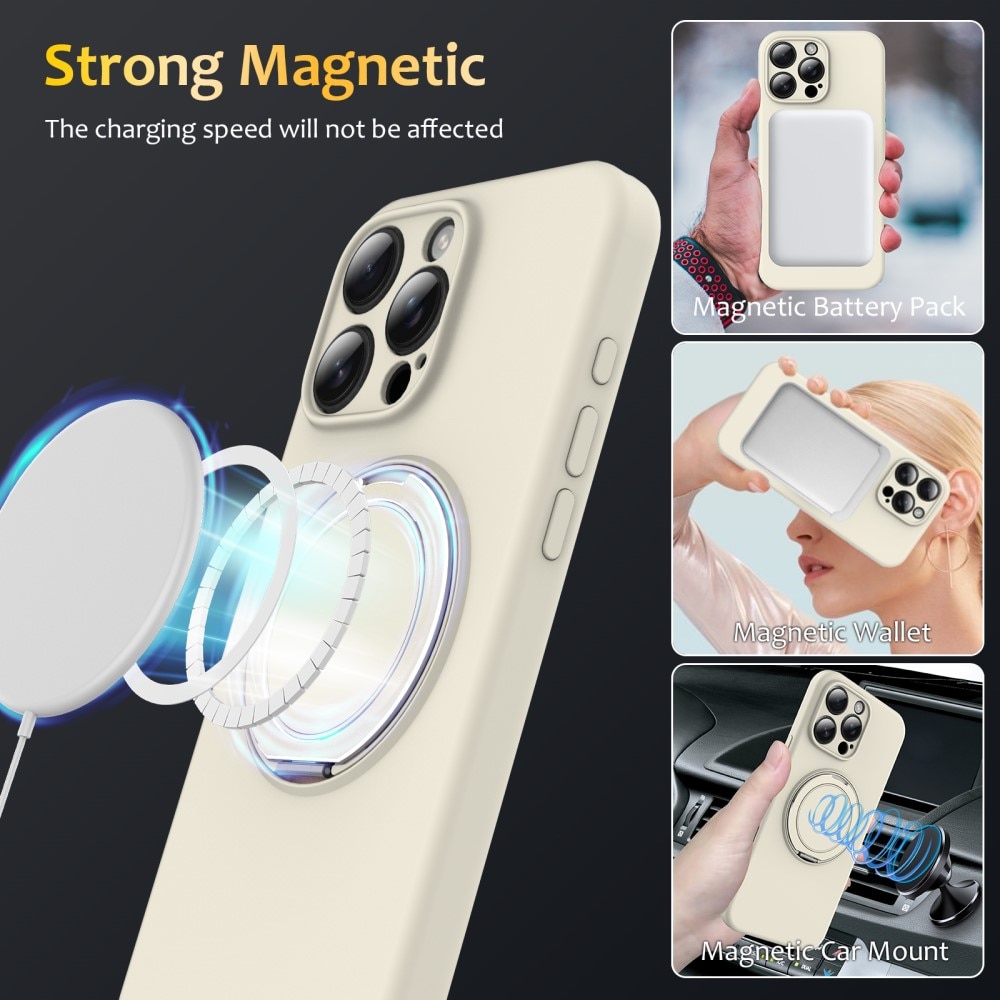 Cover Silikone Kickstand MagSafe iPhone 16 Pro Max beige