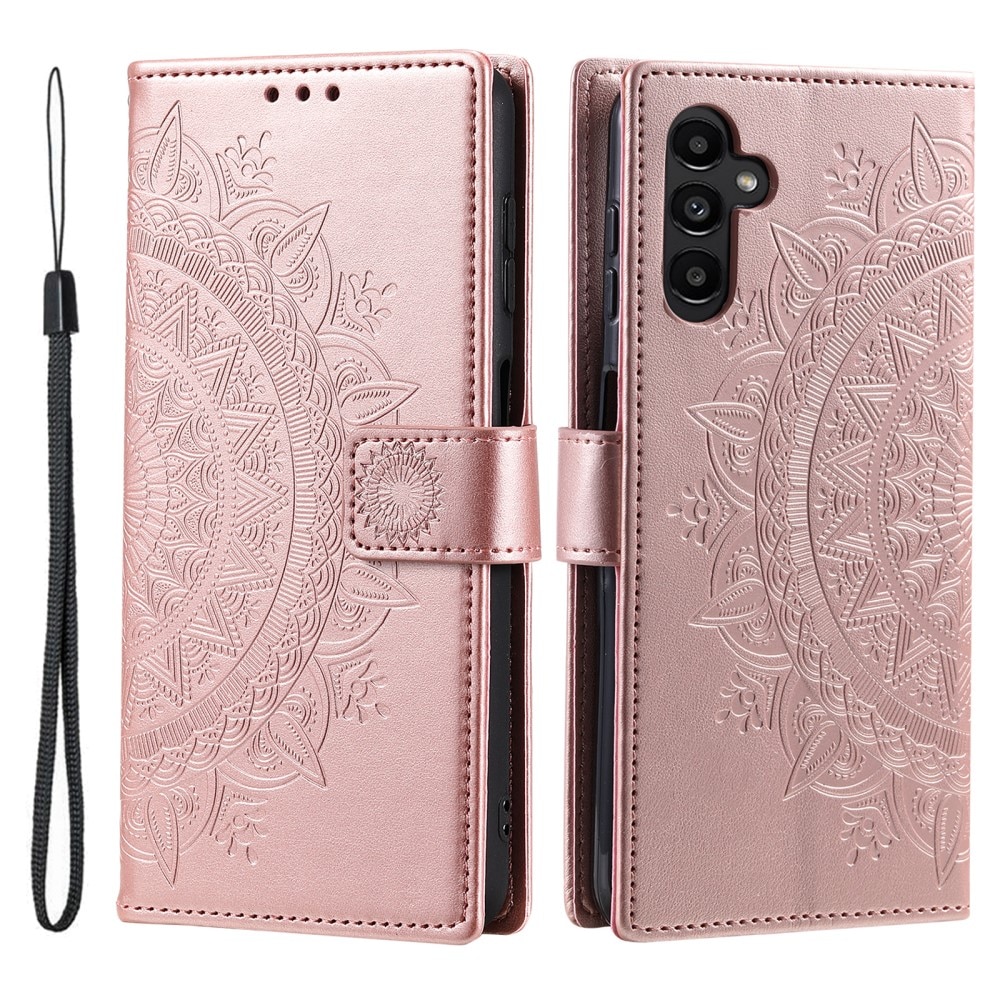 Læderetui Mandala Samsung Galaxy A56 rose guld