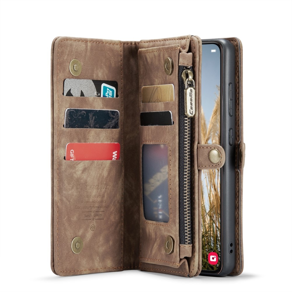 Multi-slot Mobiltaske Samsung Galaxy S25 Plus brun