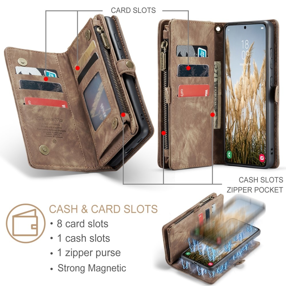 Multi-slot Mobiltaske Samsung Galaxy S25 Plus brun