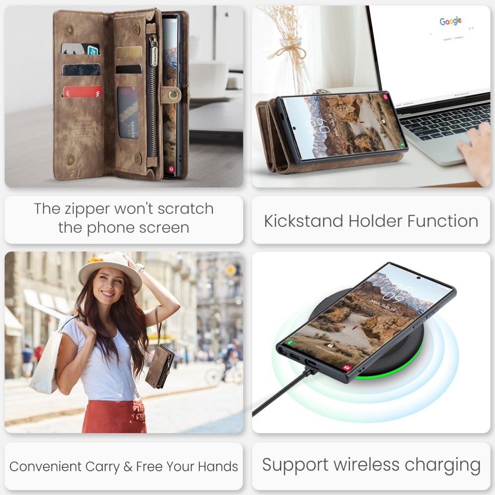 Multi-slot Mobiltaske Samsung Galaxy S25 Ultra brun