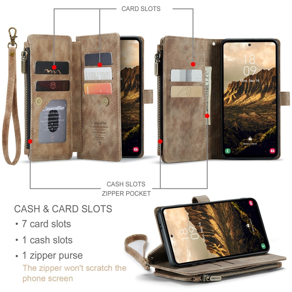 Zipper Wallet Samsung Galaxy S25 Brun