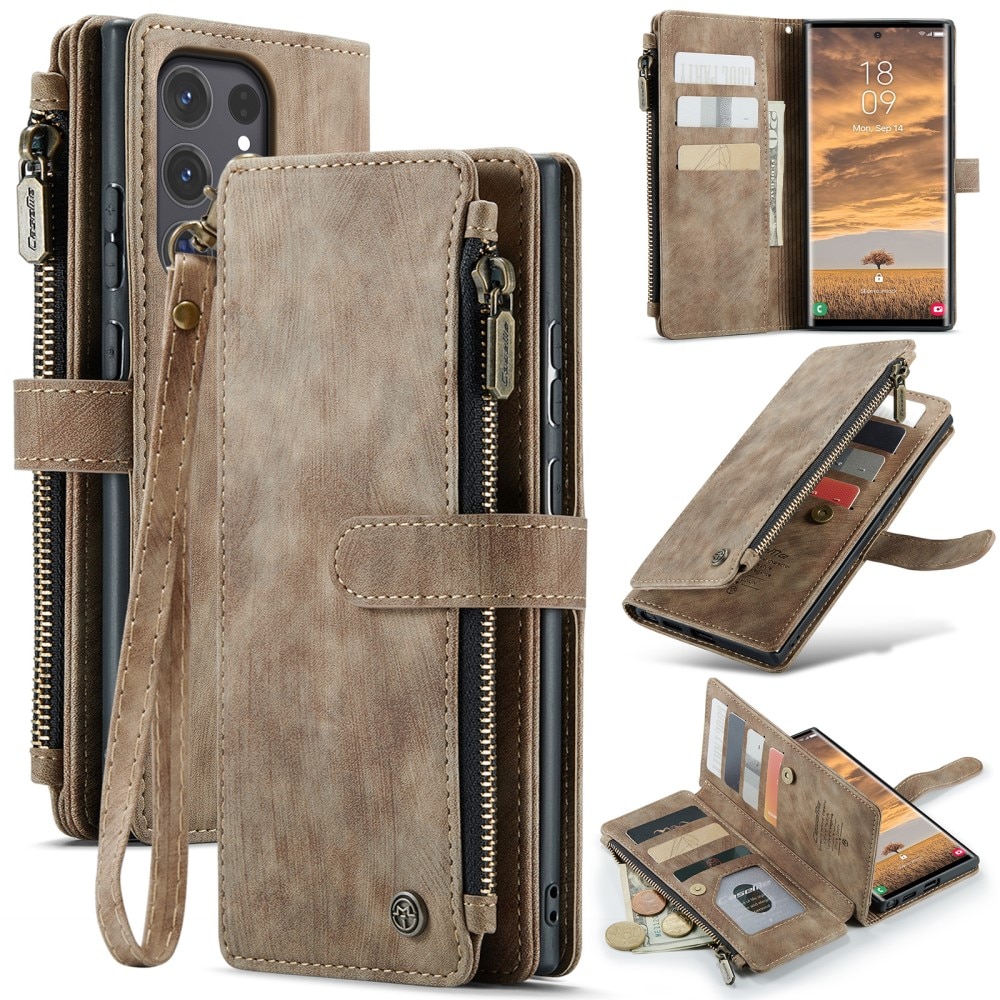 Zipper Wallet Samsung Galaxy S25 Ultra Brun